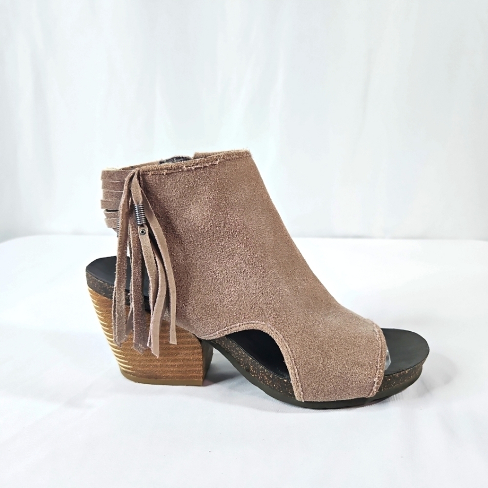 OTBT Gray Ankle Booties with Fringe Detail